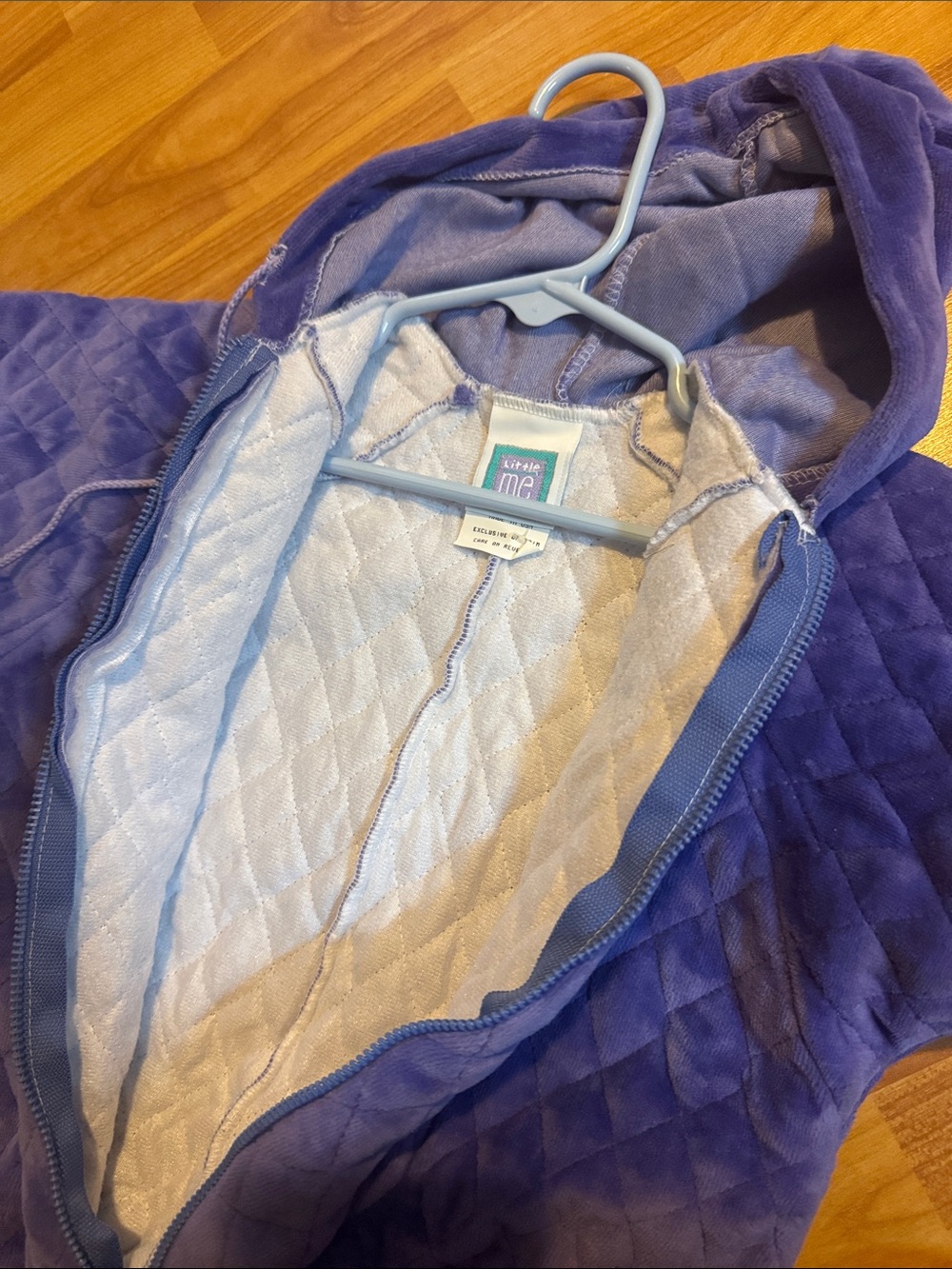 Little me 9mo purple full zip body suit sleep warm nap sack footie - Picture 6 of 6